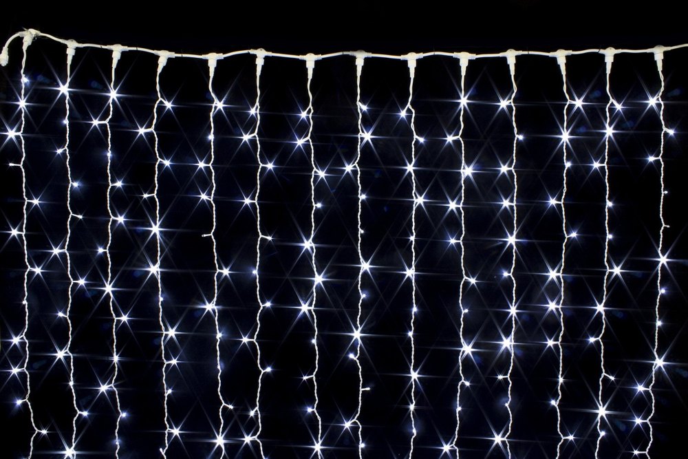 Светодиодный занавес постоянного свечения 300 LED 2*1,5м IP54, белый