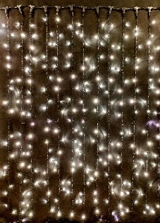 Светодиодный занавес с мерцанием 600 LED 2*3м IP54, теплый белый