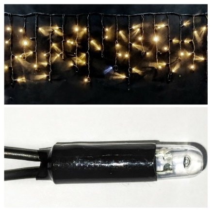 Светодиодная бахрома постоянного свечения 3*0,5 м 120LED черный провод, мульти