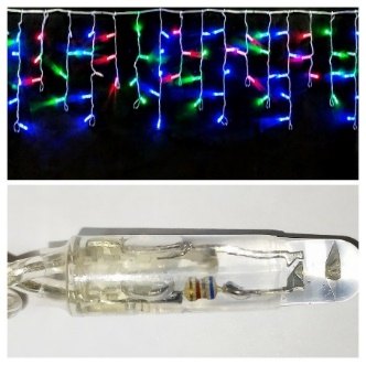 Светодиодная бахрома с мерцанием 3*0,5 м 120LED прозрачный провод IP65, синий