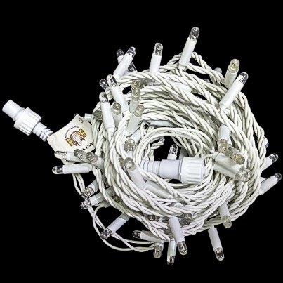 Светодиодная гирлянда 24V провод белый каучук-силикон постоянное свечение, желтый